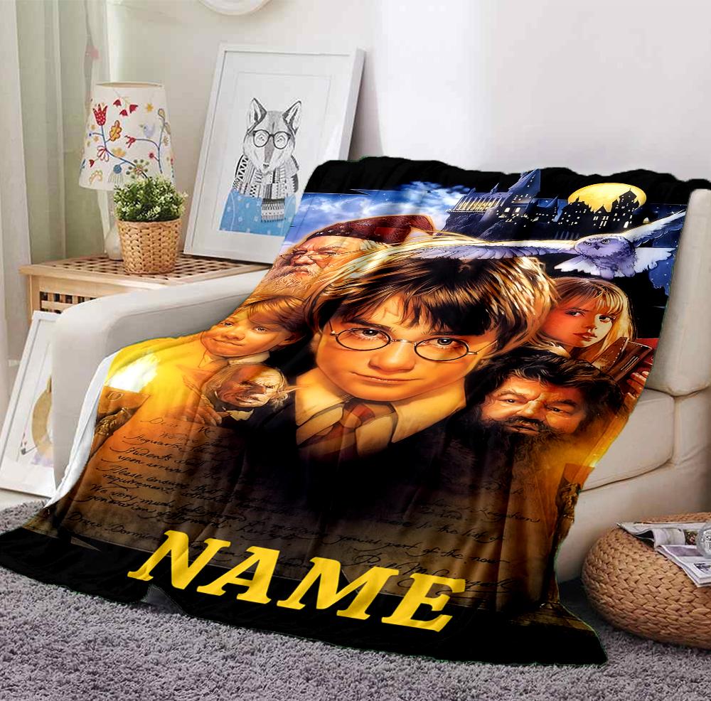 Custom Name Harry Potter Flannel Blanket Throw Blanket Soft Warm Sofa Bed home Decor Unique Gift