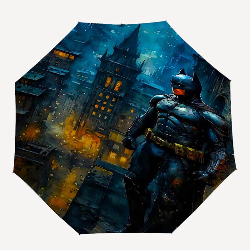 1pc Batman Cityscape Automatic Folding Umbrella - Compact 8-Rib Design, Durable Plastic & Iron1034L