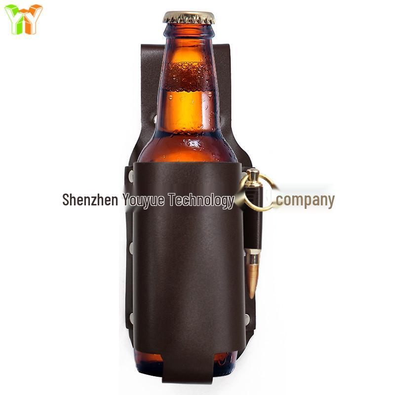 In-Stock Leather Waist Beer Bottle Holder for Outdoors, Fits 600ml and 350ml Bottles