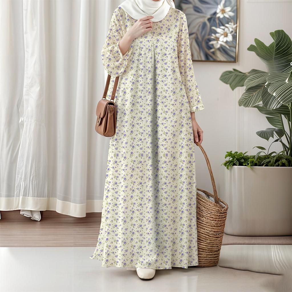 

Мусульманская длинная юбка, Женское платье с длинным рукавом, Бохо стиль, Элегантное и модное, Цветочный дизайн, Подходит для 2025 года и далее 5XL дубильная кора