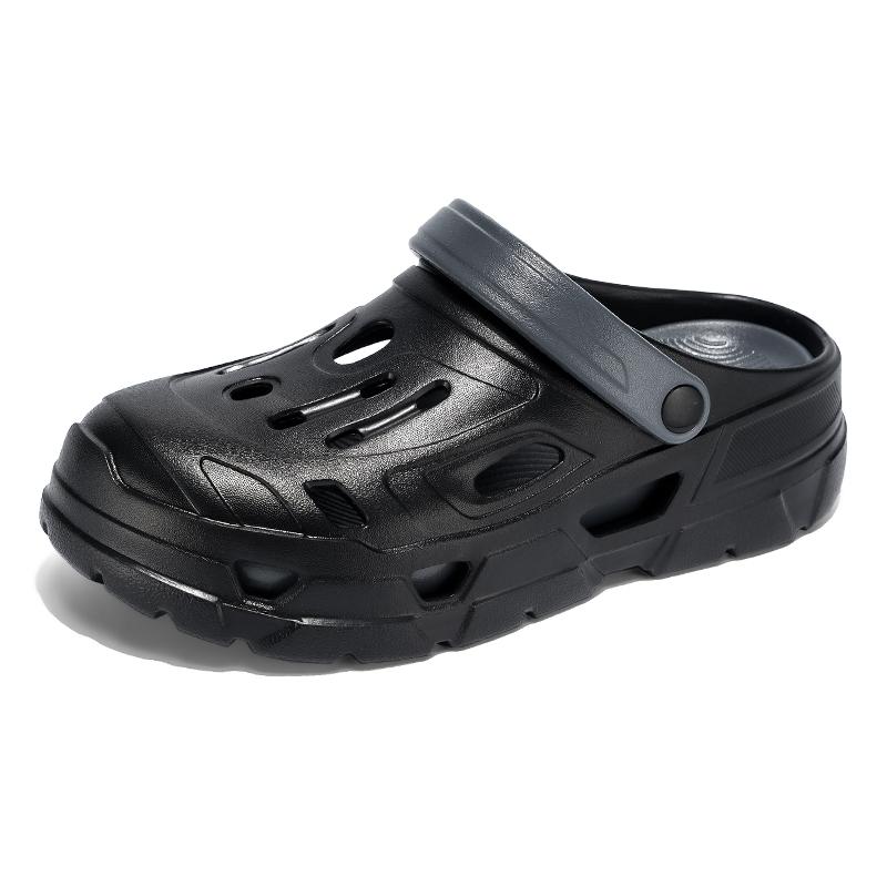 

Fashion Outdoor Mens Sandals Eva Slippers Perforated Shoes Wear-resistant Anti Slip Comfortable Fashion Garden Shoes Soft Beach Shoes 40-41 чёрный