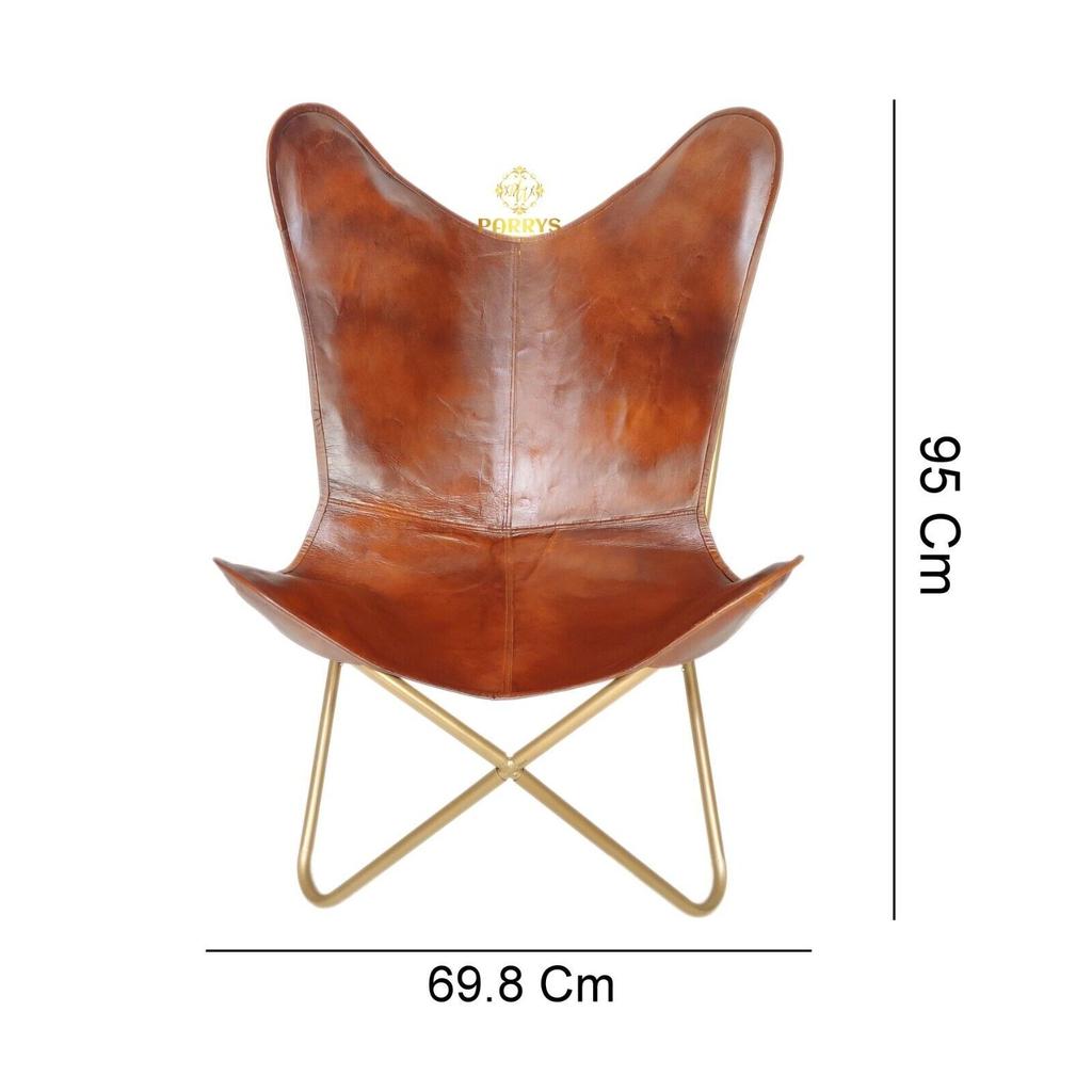 Handmade Arm Leather Butterfly Chair-Indian Home Decor Comfortable Chair