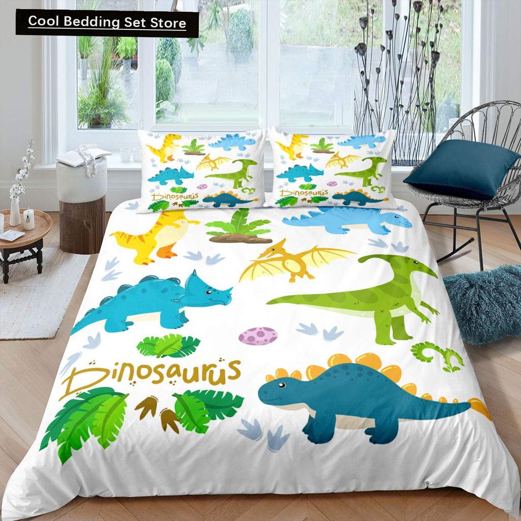 Cartoon Dinosaur King Queen Duvet Cover Jurassic World Animal Bedding Set Universe Galaxy Quilt Cover Polyester Comforter Cover