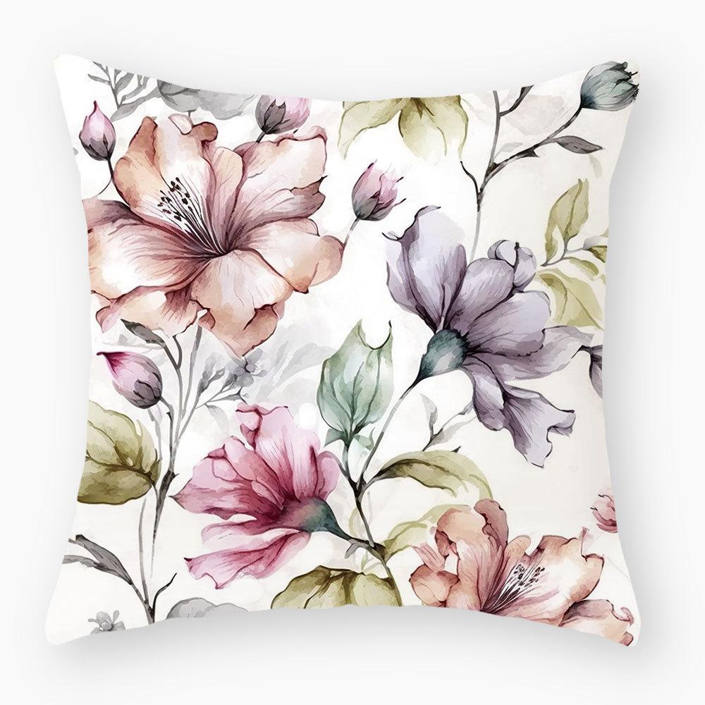 New Plant and Flower Print Pillowcase, Home Sofa Bedside Pillow Cushion Cover, Car Seat Cushion Cover