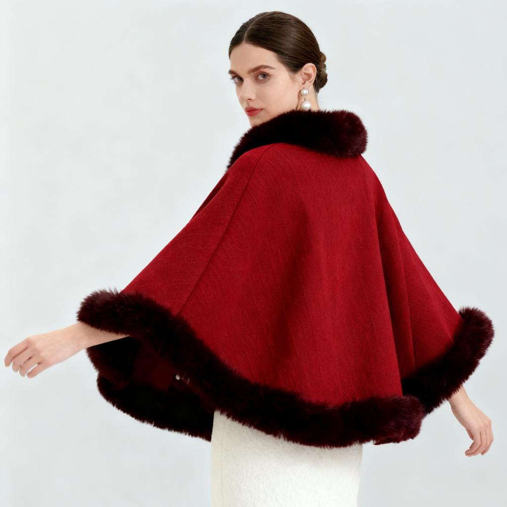 New Velvet And Thick Fur Collar Shawl For Women To Keep Warm
