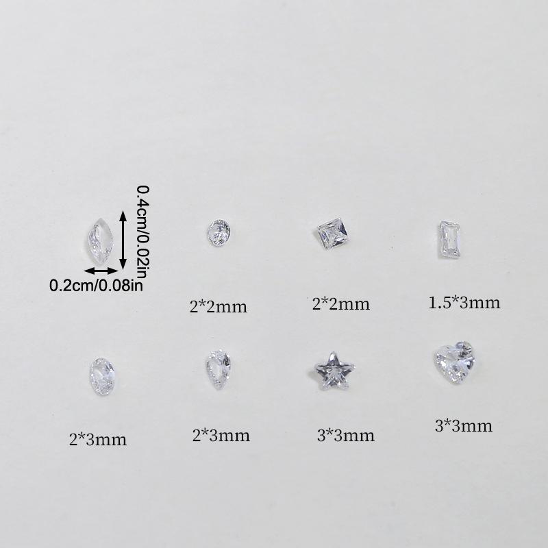 50Pcs Mini Nail Rhinestones Transparent Zircon Flash Nail Art Crystal Gems Dazzling Manicure Tip 3D Nail Art Decoration