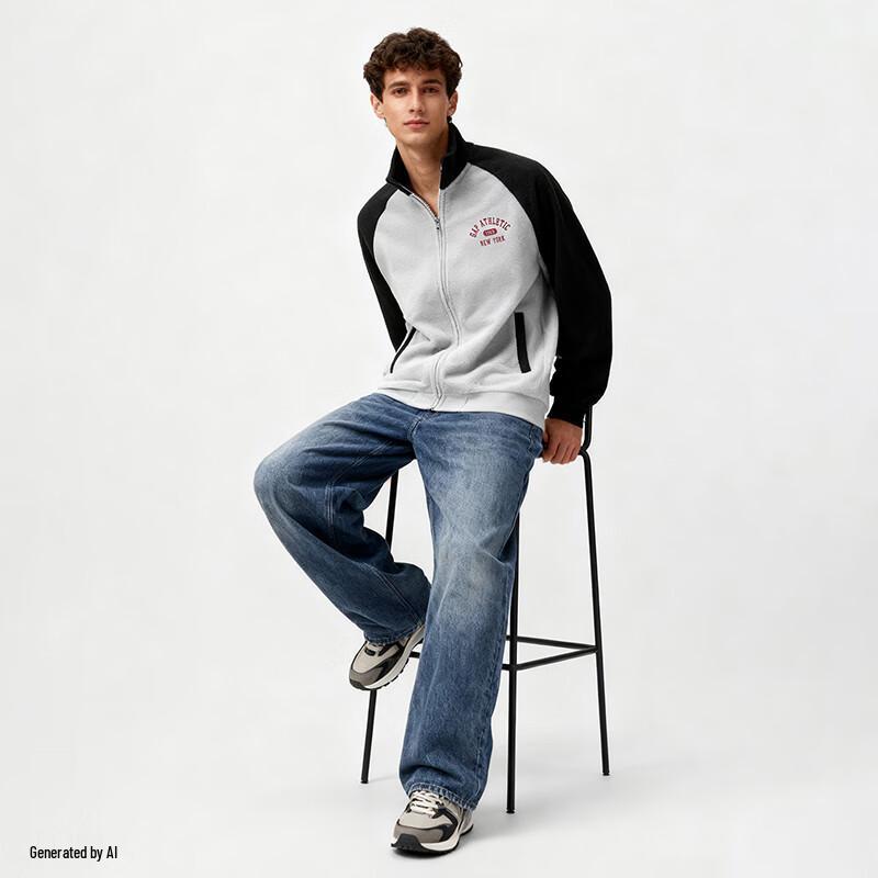 Gap Unisex 2025 Fall Colorblock Logo Fleece Stand-Collar Jacket