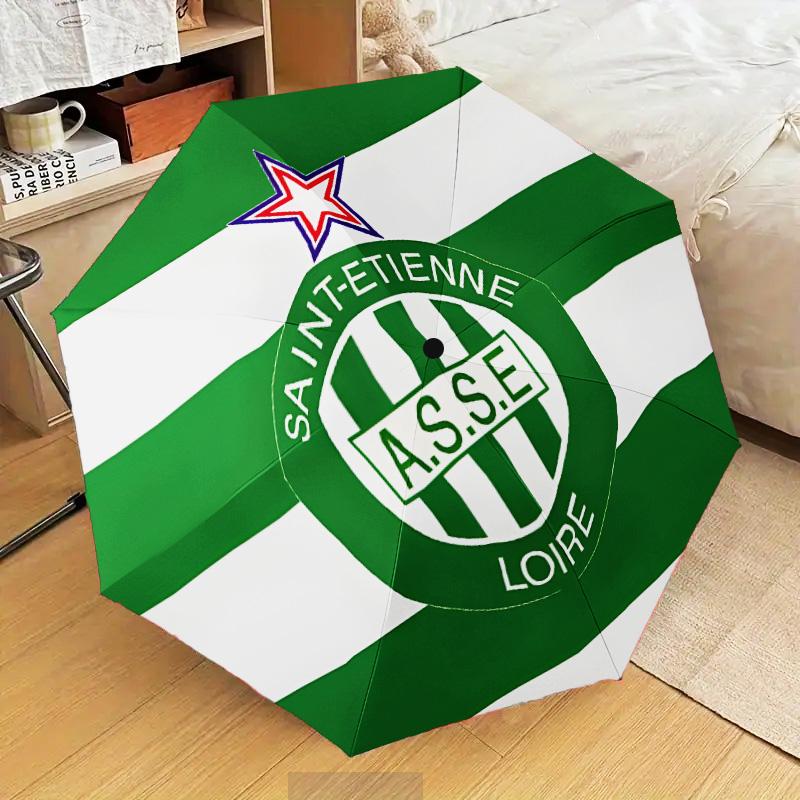 Saint-etienne Football Club Automatic Folding Umbrella - 8-Rib Travel Umbrella with Auto Open/Close & Portable Gifts for holidays or birthdays