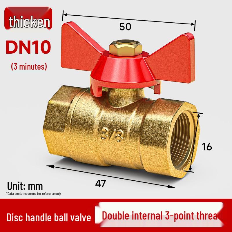 Heavy-Duty 1/2" Brass Ball Valve for Air and Water Pipes, Internal/External Thread