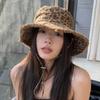 Herbst Damen Leopardenmuster Fischerhut Ins Punk Stil Spicy Girl Eimerhut Großer Schirm Outdoor Reise Strand Sonnenhut
