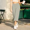 Women Elastic High Waist Casual Fit Wide Capris Leg Pants Yoga Leggings Soft Gym With Pockets