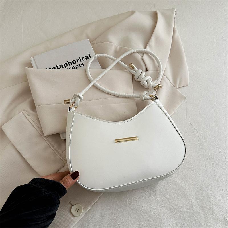 

Нова французька сумка під пахву 2024 року, сумка на плече, текстурна, стильна та проста сумка кросбоді, легка, для поїздок, однотонна жіноча сумка білий