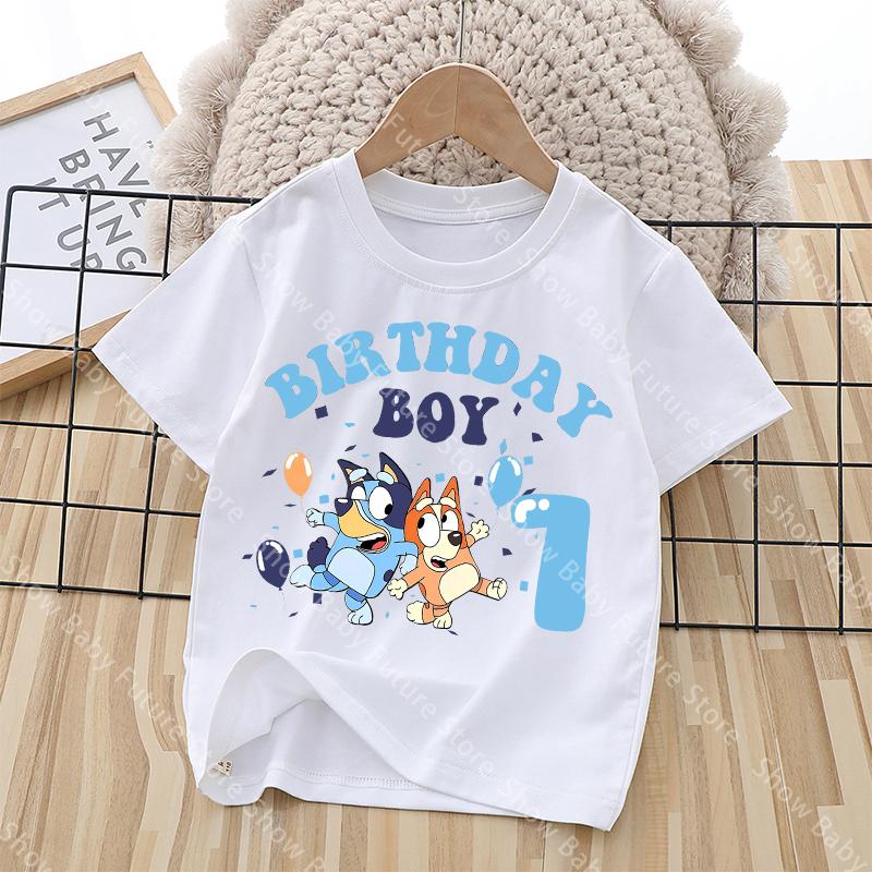 Cartoon Blueys Its My Birthday Number 19 T Shirt for Boys Girls Summer Kawaii Cotton Clothes Tops Anime Short Sleeve Cute Gift