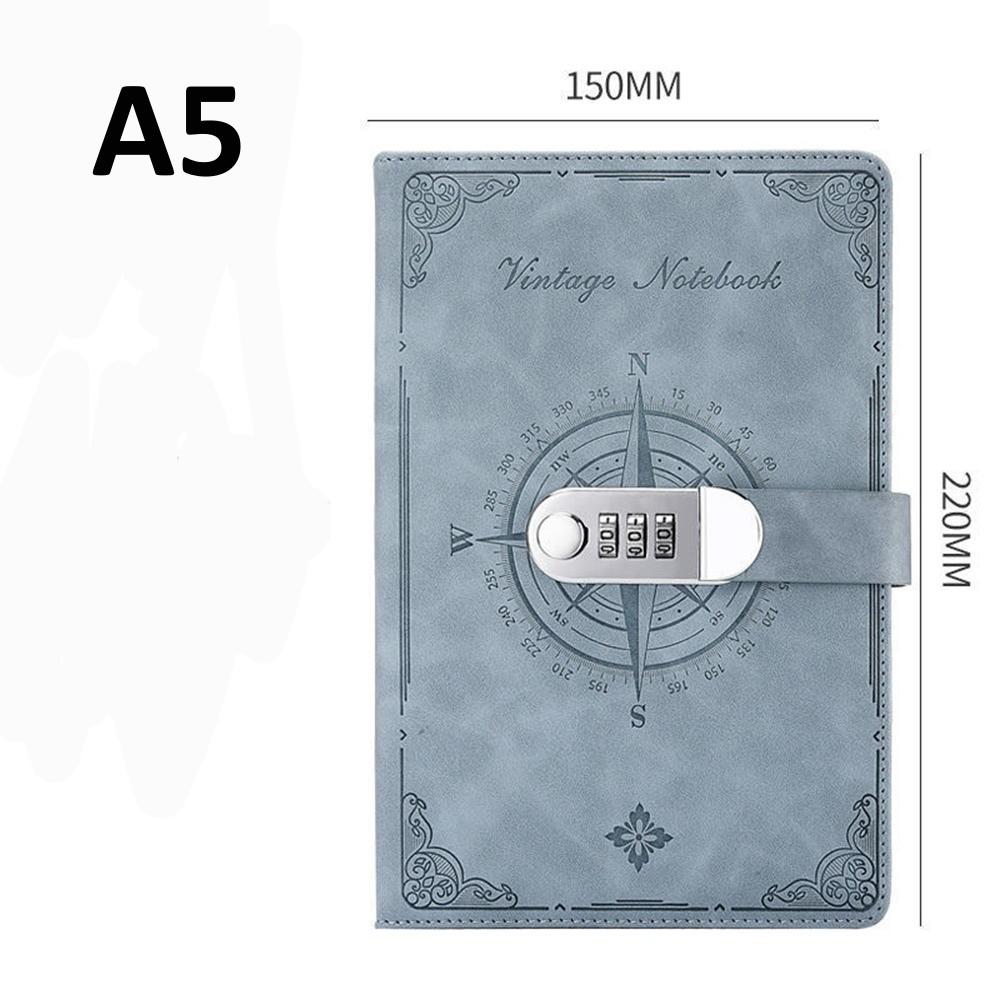 New A5 Retro Password Notebook With Lock Diary Book Student Notebook Vintage Notebook Sub-Password Lock Notebook Supplies
