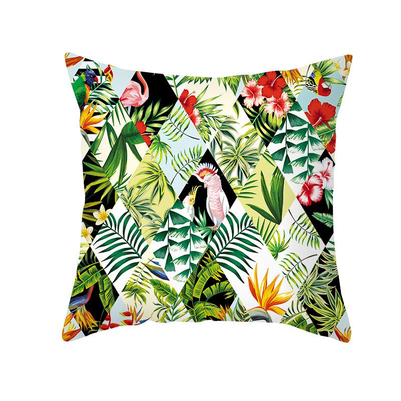 Peach Skin Printed Pillowcase Small Fresh Nordic Green Plant Sofa Cushion Cushion Cover Home Supplies