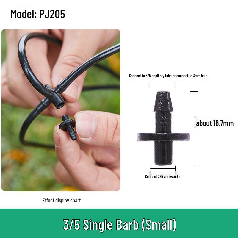 Capillary and Micro-Sprinkler Fittings: Single/Double Hooks, Tee, Straight Connector, Drip Stop, Mountain Bracket, Five-Way, Greenhouse.