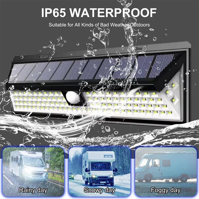 Solar Motion Sensor Lights Wall Light 3 Modes Outdoor LED Lamp Waterproof Solar Powered Porch Balcony Countyard Fence Lighting