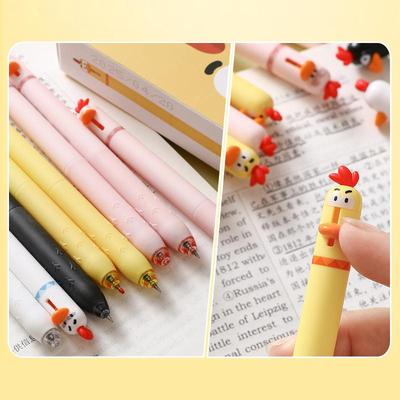 Stylo à bille mignon pour animal de compagnie, poussin créatif, drôle, anti-stress, à pression, encre neutre, beauté étudiante, stylo noir