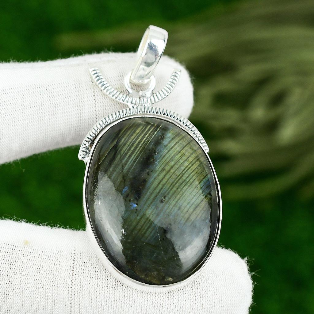 Gift For Women Jewelry Pendant 925 Sterling Silver Natural Labradorite Gemstone