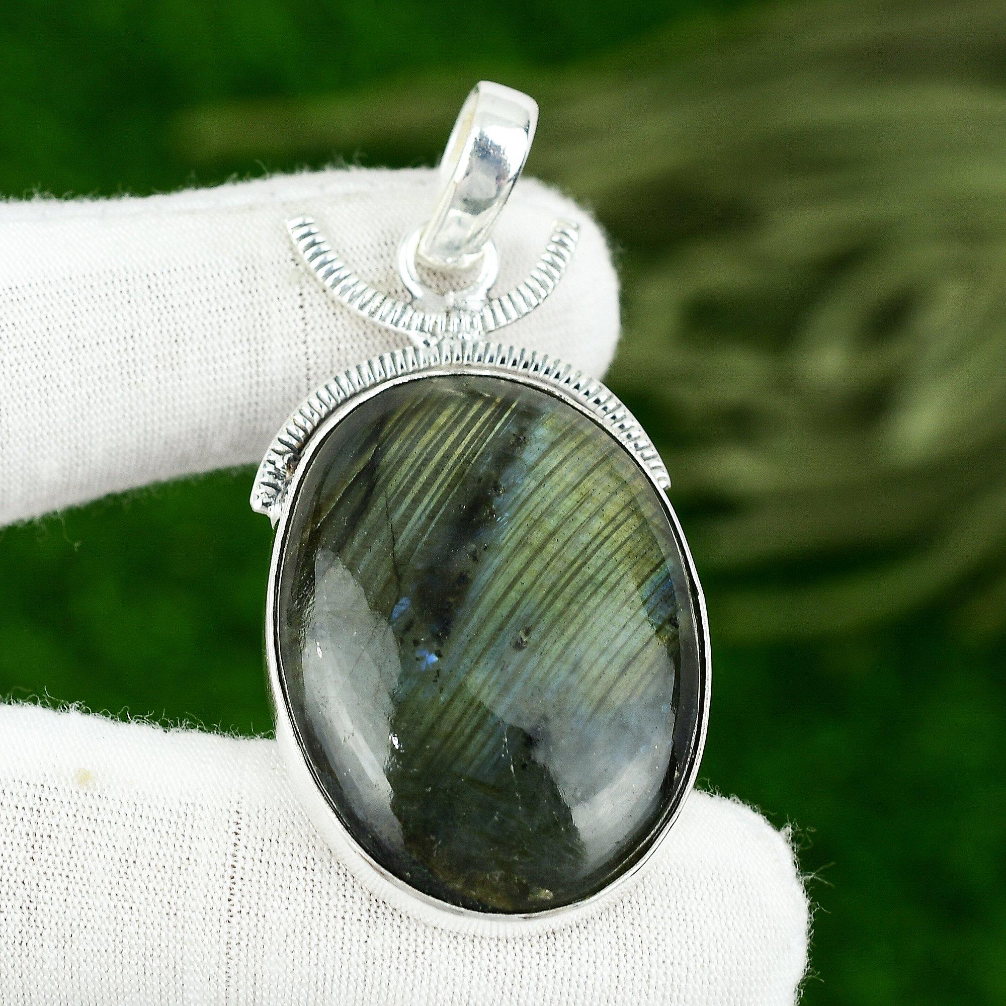 Подарок для женщин Ювелирная подвеска Серебро 925 пробы Натуральный лабрадорит