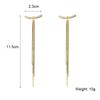 Vintage Gold Color Bar Long Thread Tassel Drop Earrings for Women Glossy Arc Geometric Korean Fashion Jewelry Hanging Pendientes