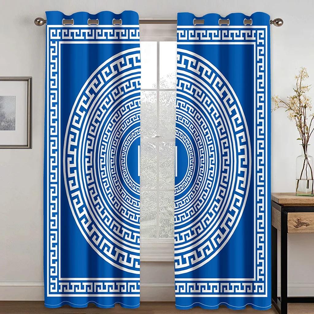 3D-Luxus-Vorhänge aus Polyester mit abstraktem Barock-Druck, Gold, für Schlafzimmer, Büro, Küche, Wohnzimmer, Fensterbehandlung, Heimdekoration, 2 Stück