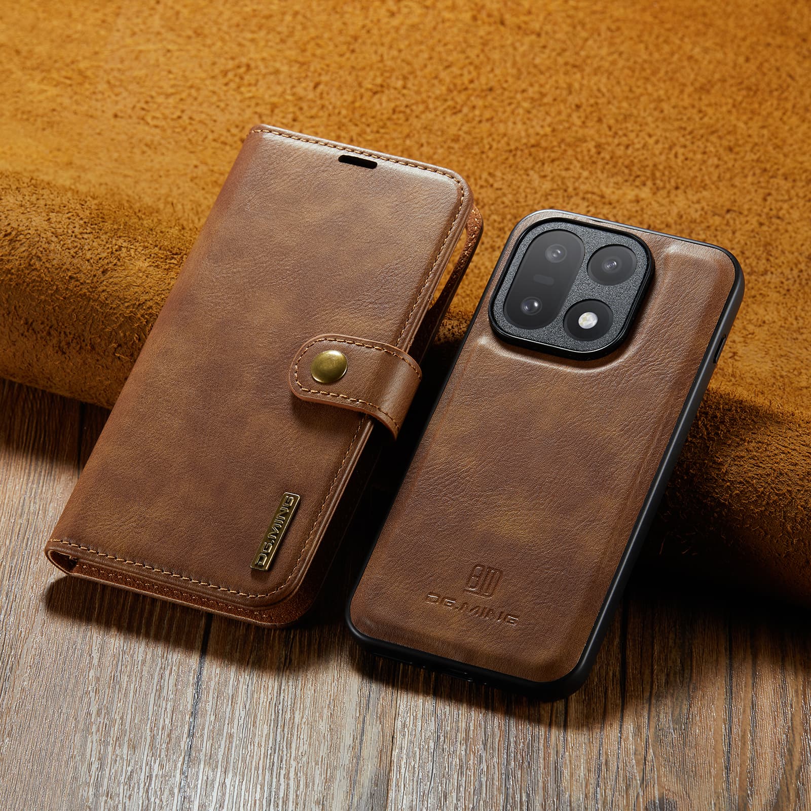 

High-end Retro Leather Flip Phone Case for OnePlus 15 1+15 13 12 11 Pro Detachable Magnetic Buckle Card Slot Wallet Holder Cover OnePlus 10 Pro хакі