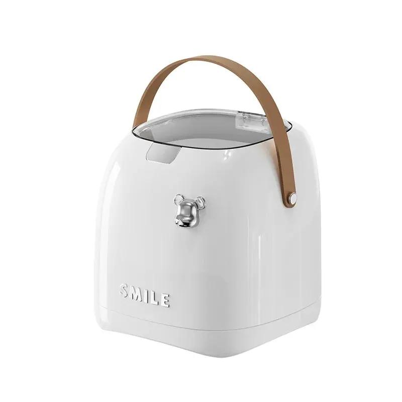 

2L Luxury Mini Desktop Trash Can with Lid Garbage Waste Bin Organizer Bedroom Office Desk Storage Box Made Durable Plastic Can білий