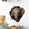 Realistic Torn Paper Hole Elephant Self Adhesive Wall Sticker No Residue for Bedroom Living Room Wall Decor