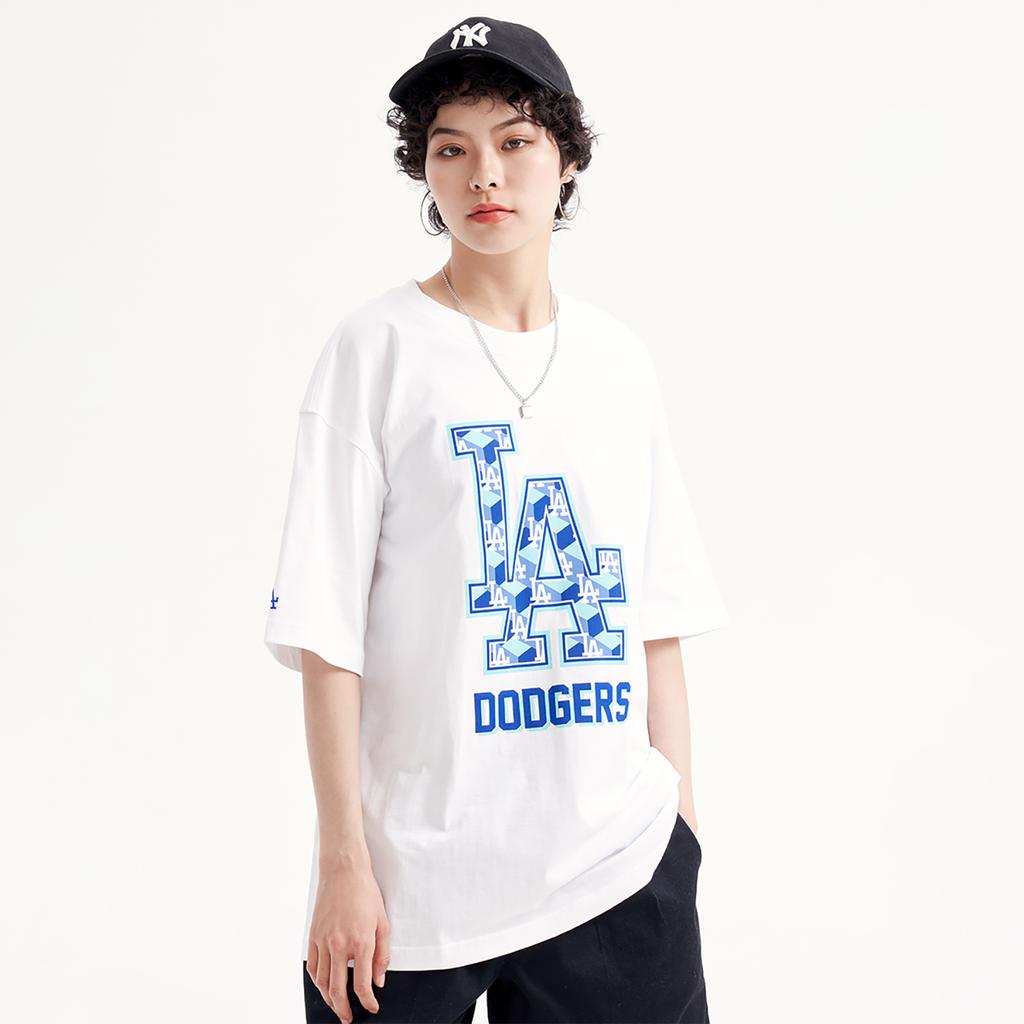 New MLB Drop Shoulder Sleeve T-Shirt Unisex Ecru 3ATSM0333-07WHS