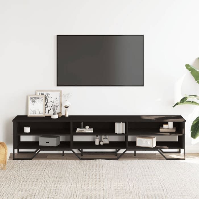 VidaXL Meuble TV noir 180x34x41 cm bois d'ingénierie, support TV, buffet TV, meuble multimédia, banc TV, meuble hifi, centre 848574