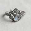 New Inlaid Opal Ring, Ancient Silver Dragonfly Shape, Retro Jewelry, Daily Accessories.