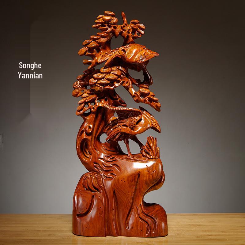 Karin Wood Carved "Five Blessings" Gourd Ornament - Chinese Root Carving Decoration, Ideal for Opening Ceremonies or Housewarming Gifts