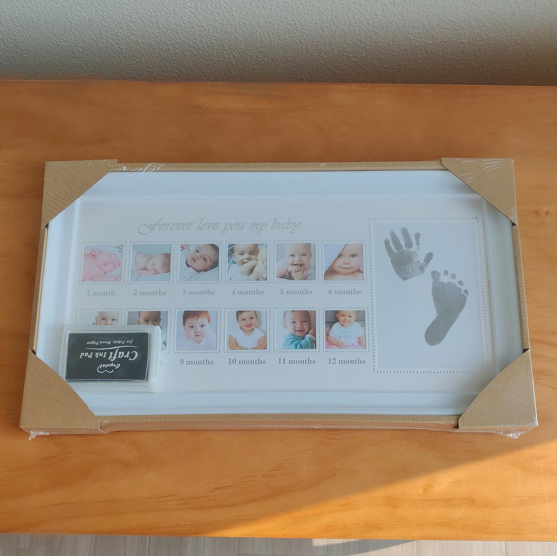 

Рамка для фотографий Вехи роста ребенка - Настенное крепление и настольная подставка, Пластиковая памятная рамка Первый день рождения See description