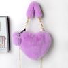 Popular Little Girl Imitation Rabbit Fur Love Handbag Plush Bag Shoulder Crossbody