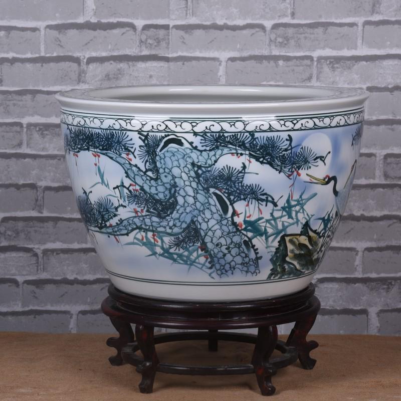 2024 New Chinese Hand-Painted Large Ceramic Fish Tank and Outdoor Flower Pot