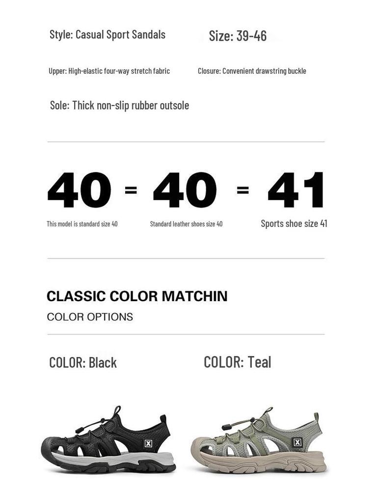 2025 Breathable Men's Closed-Toe Sandals - Non-Slip Casual Outdoor Beach Shoes, Trendy Summer Style, Plus Size Available