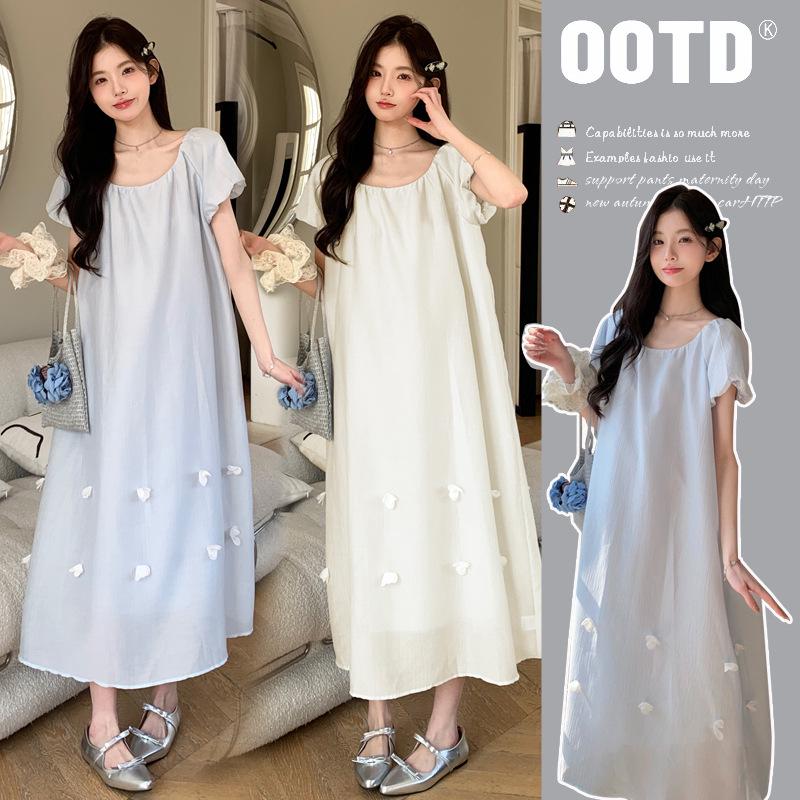 Elegant Korean-Style Maternity Dress 2026: Fresh, Loose, and Lightweight Over-the-Knee Summer Dress