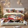 3pcs Cartoon Santa Claus Gift Printed Chipless Bedding Set Soft Dormitory Bedroom Multiple Sizes Machine Washable