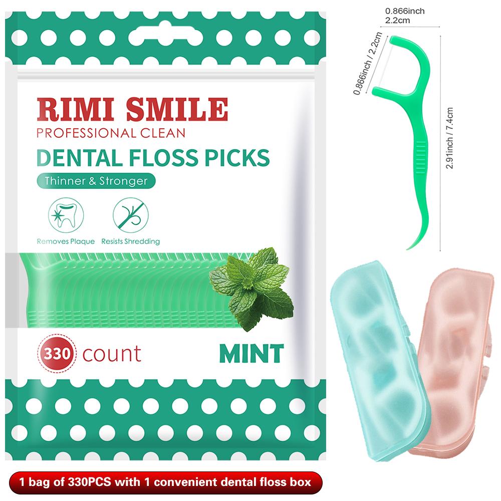 (Equipped with convenient dental floss box) Mint flavored 330/180/58/10PCS - Affordable dental floss stick - Daily oral care too