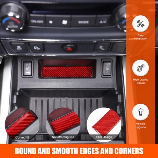Red Soft Carbon Fiber Center Gear Storage Trim Sticker for Nissan Titan 2016-23