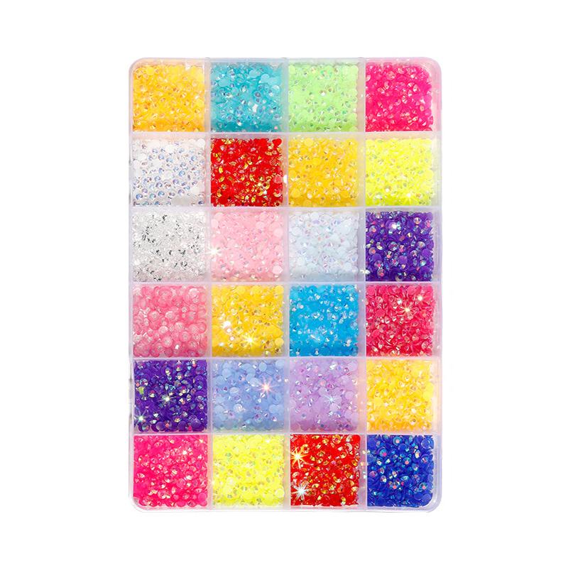 

3500 шт. смоляных страз для дизайна ногтей в коробке из 24 ячеек, украшение ногтей своими руками