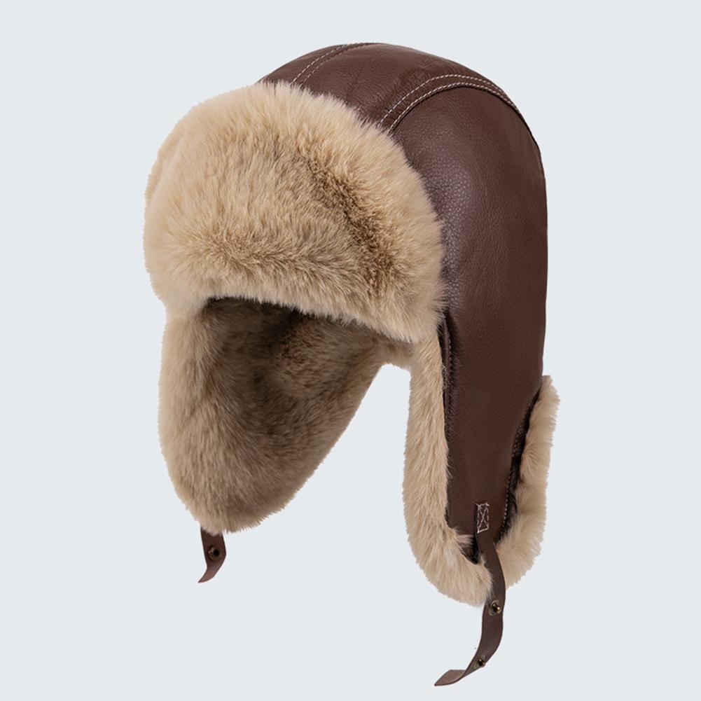 Winter Thick Warm Ushanka Hat For Men Women's Pilot Aviator Bomber Trapper Hat Faux Fur Leather Snow Cap with Ear Flaps