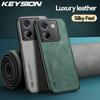 KEYSION Luxury Retro PU Leather Case for Xiaomi POCO M7 Pro 5G Soft Silicone+PC Shockproof Phone Back Cover for POCO M7 Pro 5G