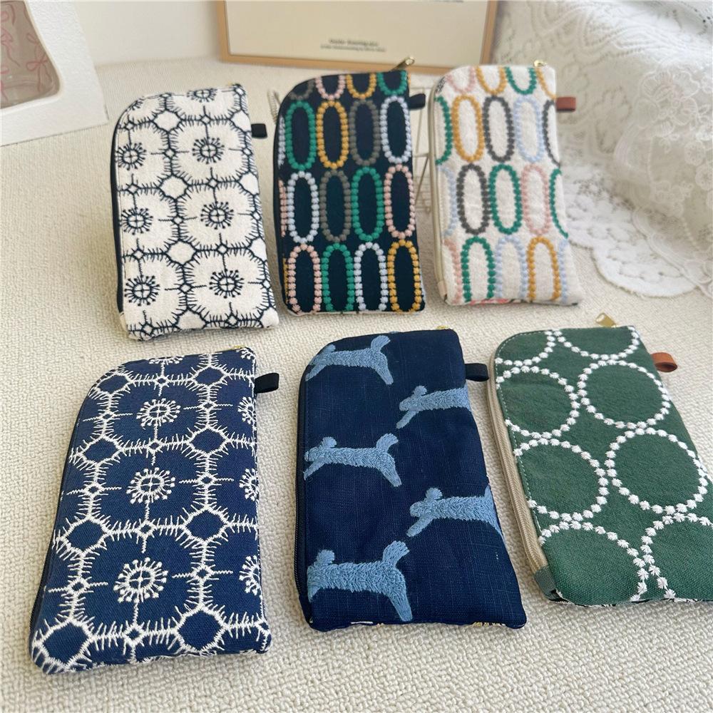 Ladies' Coin Purses Handmade Cotton Linen Embroidery National Personalized Canvas Lipstick Mobile Phone Glasses Storage Bags