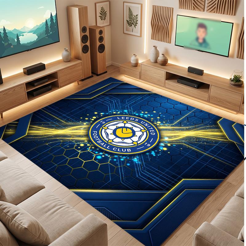 Tappeto in Velluto di Cristallo con Stampa del Leeds United Football, Comodo Assorbente d'Acqua Antiscivolo Tappeto per Pavimenti Interni