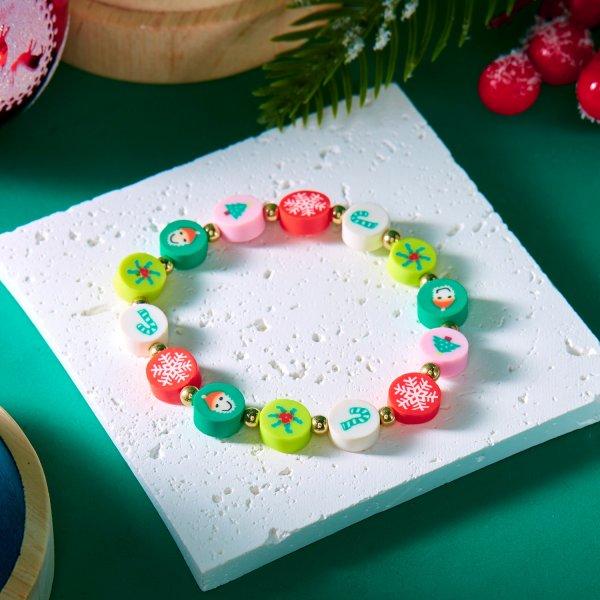 Cute Multicolor Polymer Clay Beaded Christmas Bracelet for Women Men Sweet Xmas Tree Bracelets Aesthetics Student Jewelry Gifts