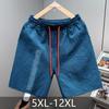 Shorts Décontractés Texturés pour Hommes Grande Taille, Pantalon de Plage Respirant à Taille Élastique (5XL-12XL)