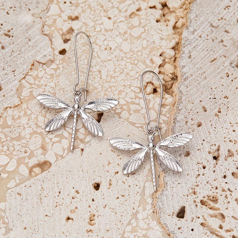 Retro Silver Dragonfly Earrings - Bohemian Style Women's Fashion