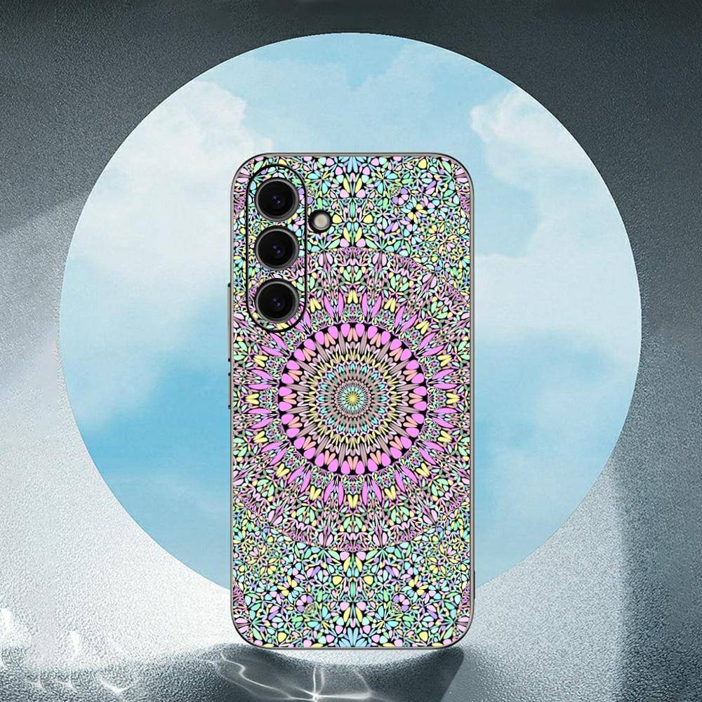 Mandala Flower Pattern Luxury Luxury Black Phone Case For Samsung Galaxy S23 S24 S25 Ultra S22 Plus S21